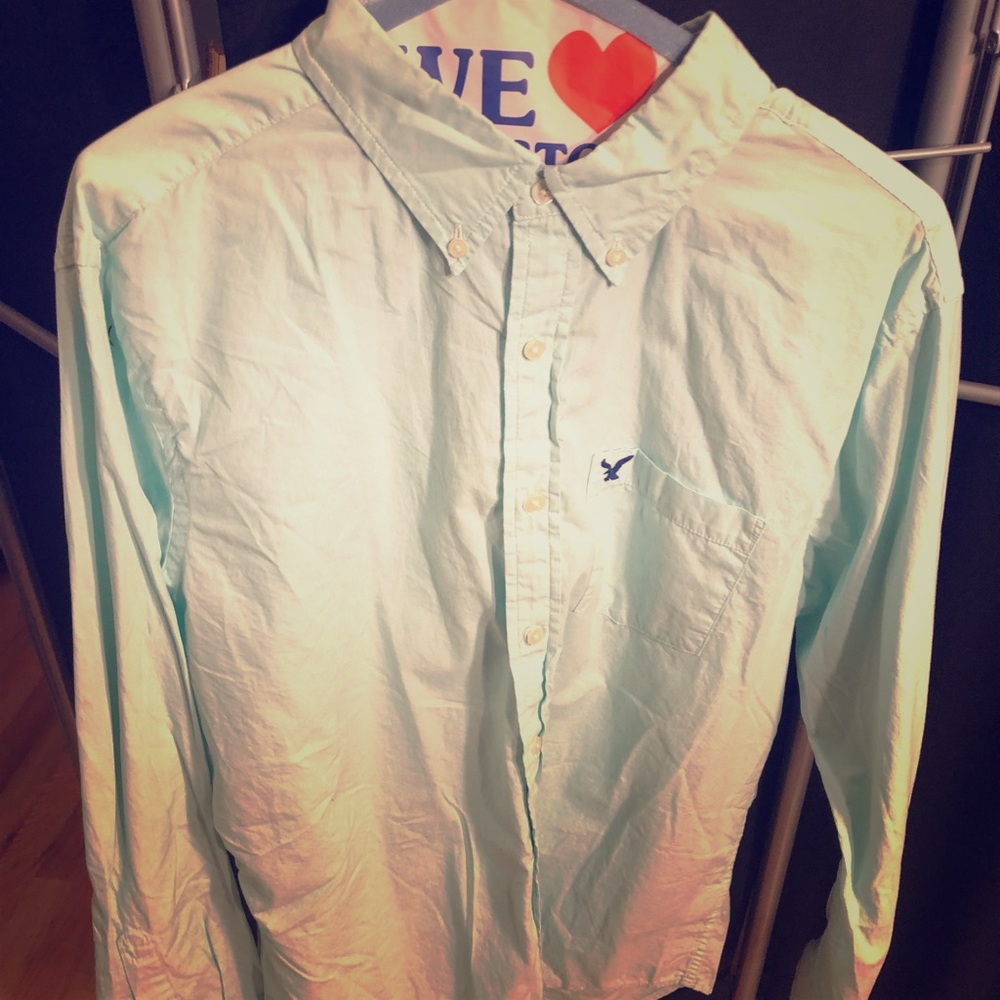 American Eagle large teal button-down